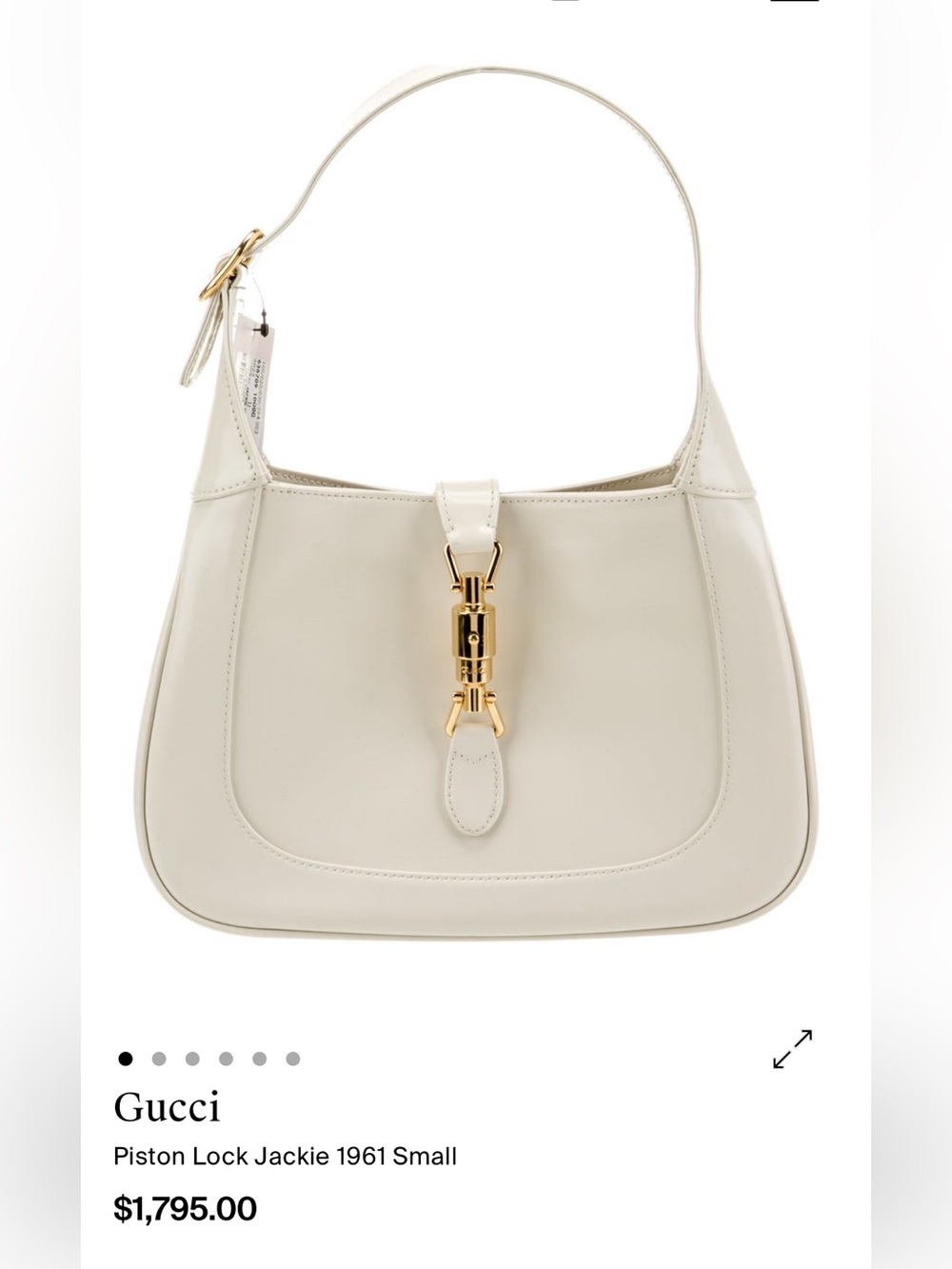 AUTHENTIC Gucci Jackie 1961 Small Bag in Mystic White with Gold Piston Lock - Picture 1 of 9